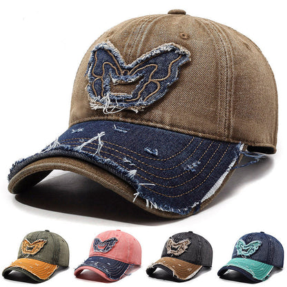 Retro vingar denim basebollkeps