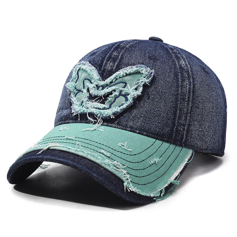 Retro vingar denim basebollkeps