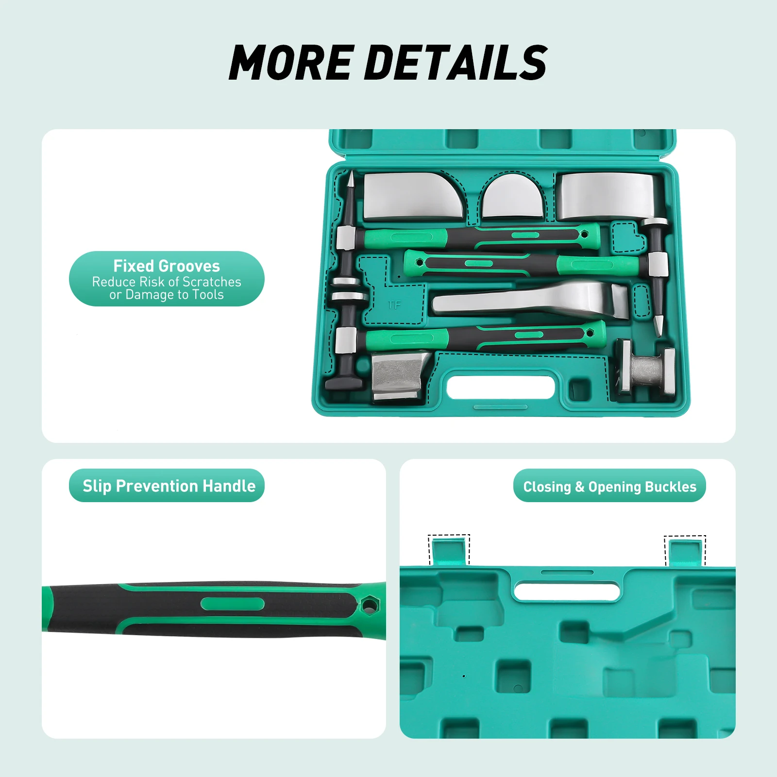 9 PCS Auto Body Steel Manual Repair Tool Kit, Sheet Metal Lining Irons, Sheet Metal Dent Repair Kit ,sheet metal hammer - Image 2