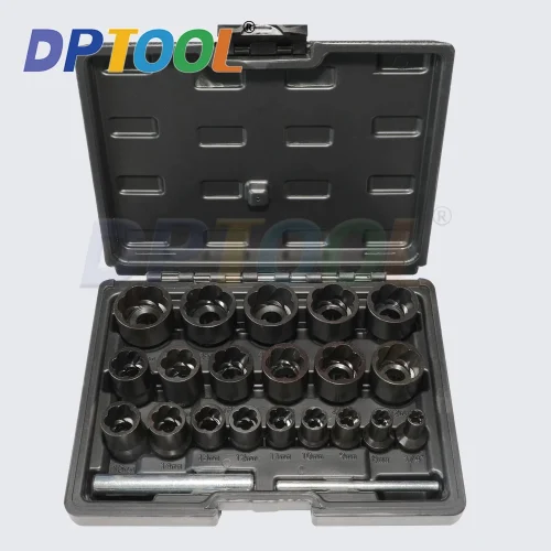 22 Piece Twist Broken Damaged Bolt and Nut Extractor Set 1/2" and 3/8" Drive Impact Lug Nut Remover Socket Tool