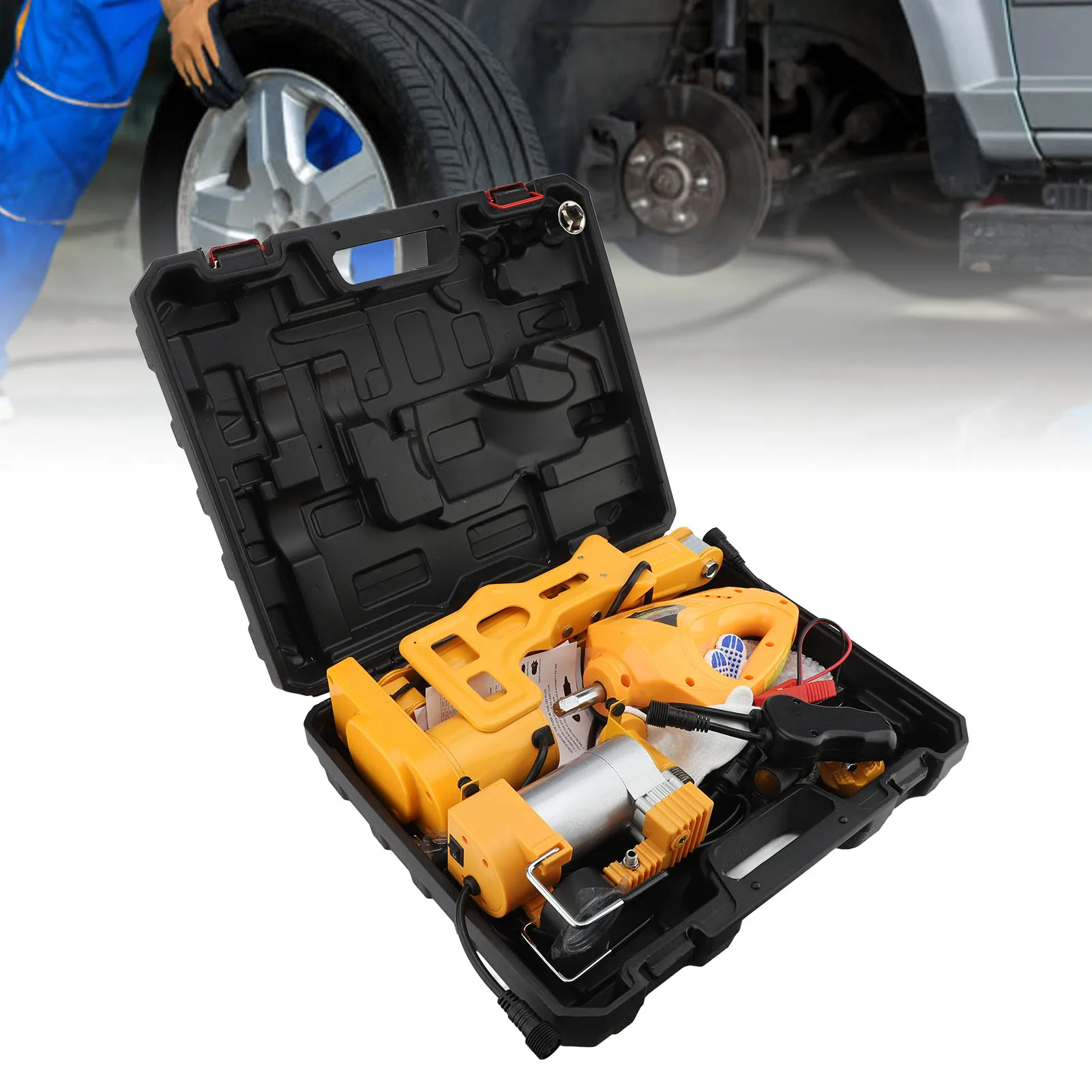 Lifting Jack Set 170-420mm Range 3T Maximum Load Strong Torsion 80W Wrench Tire Inflator Pump for Car Emergency Repair - Image 2